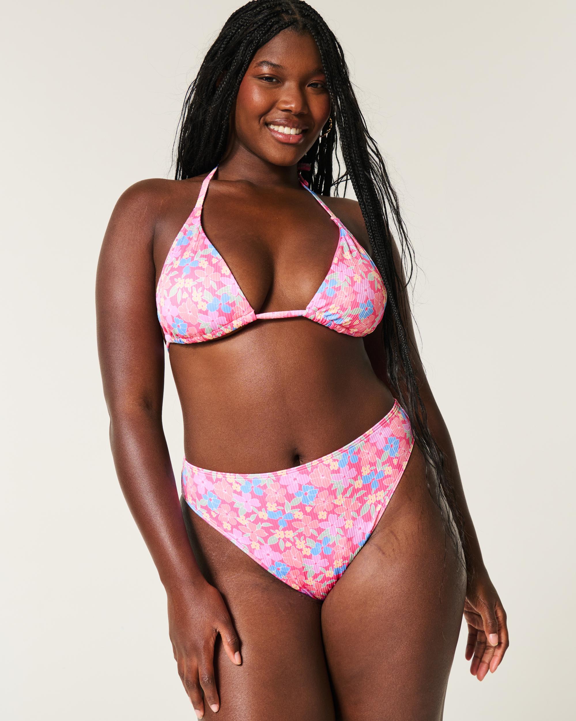 Curvy High-Leg High-Waist Ribbed Cheeky Bikini Bottom Product Image