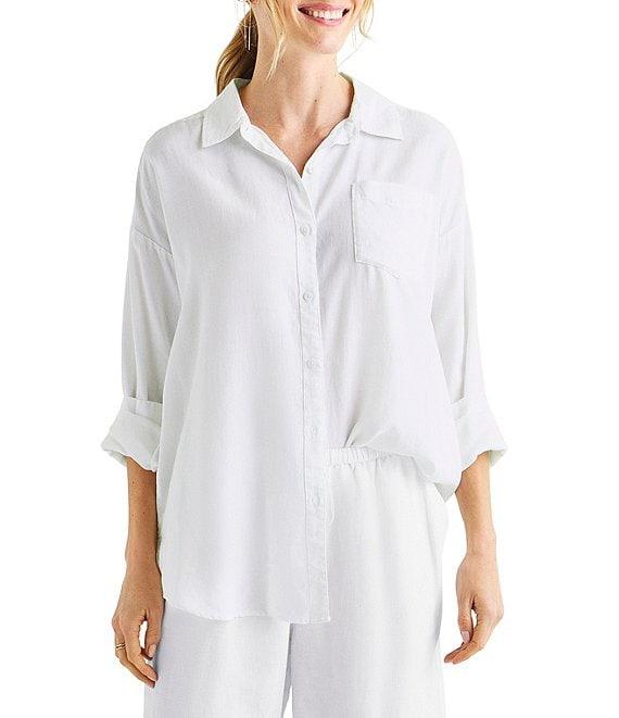 Splendid Dawson Linen Blend Long Sleeve Button Down Top Product Image