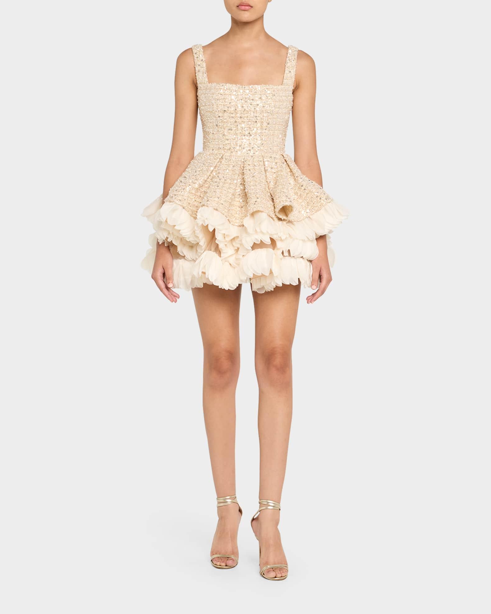 Catalina Beaded Fit-&-Flare Ruffle Mini Dress Product Image