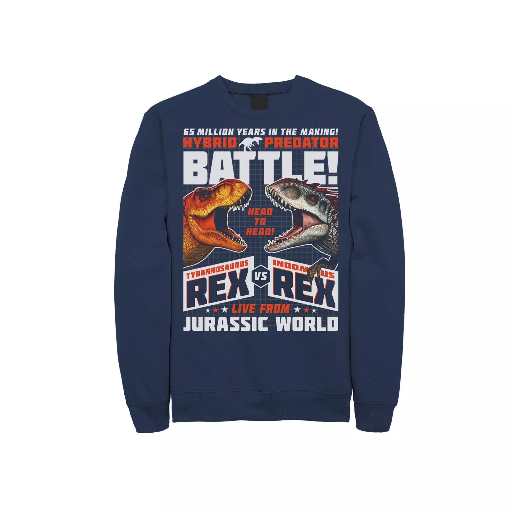 Men's Jurassic World T-Rex VS I-Rex Battle Poster Fleece Graphic Pullover,  Product Image