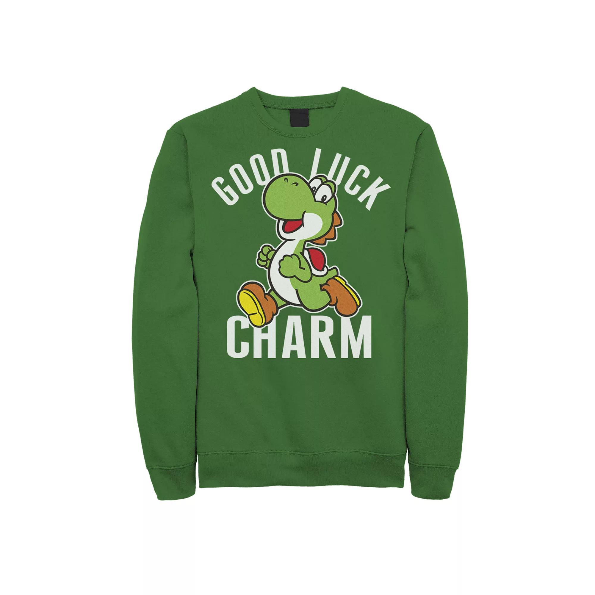Men's Nintendo Super Mario St. Patty's Yoshi Good Luck Charm Sweatshirt, Size: 3XL, Kelly Product Image