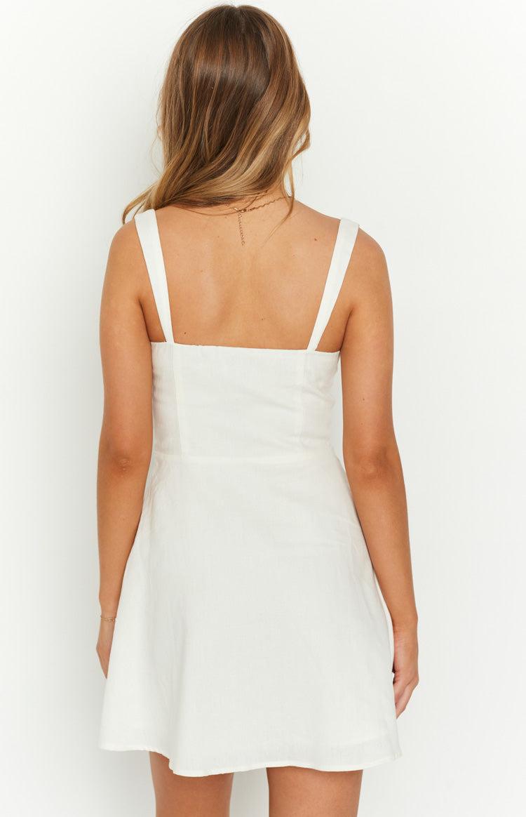 Sabrina White Linen Blend Mini Dress Product Image