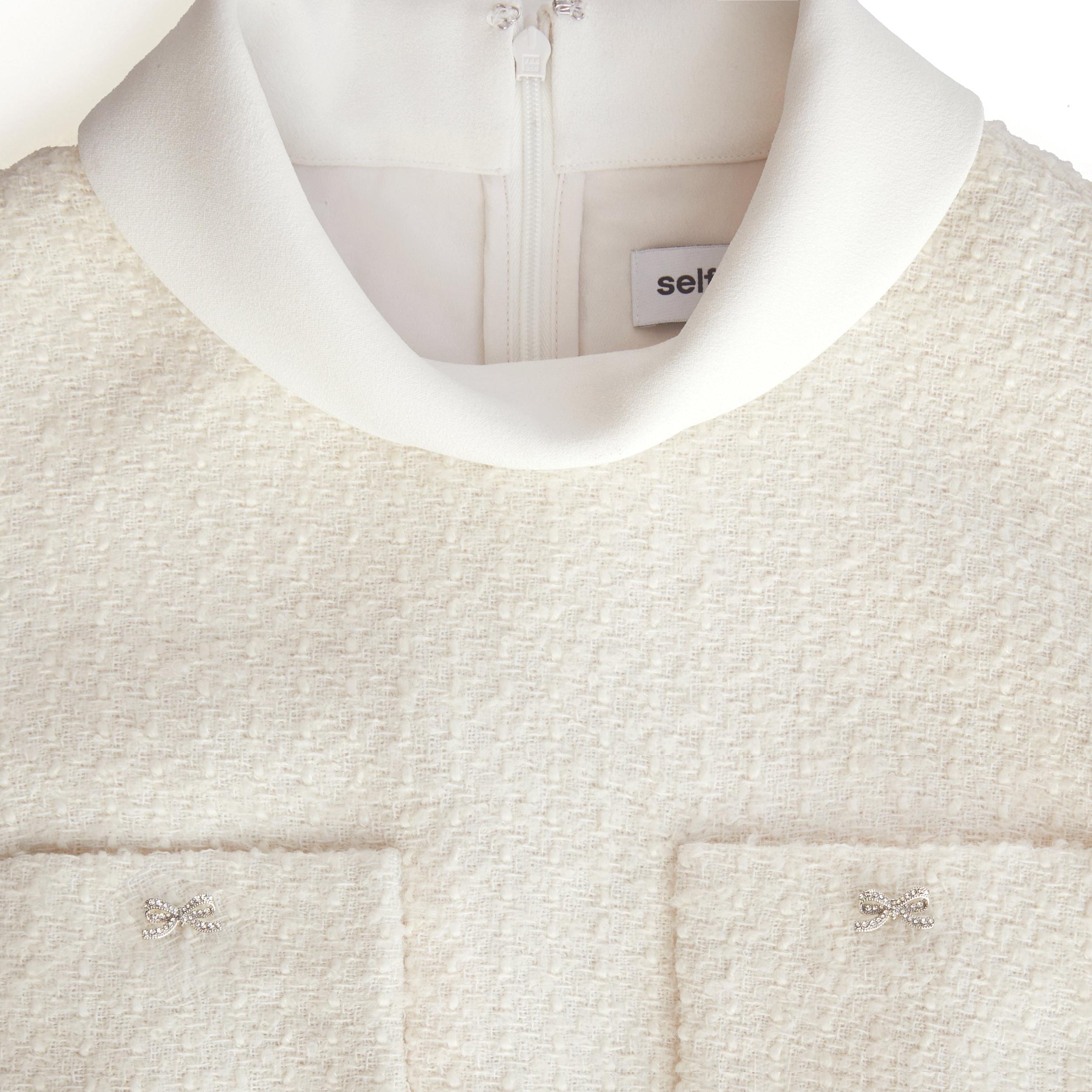 Cream Boucle Sleeveless Midi Dress Product Image