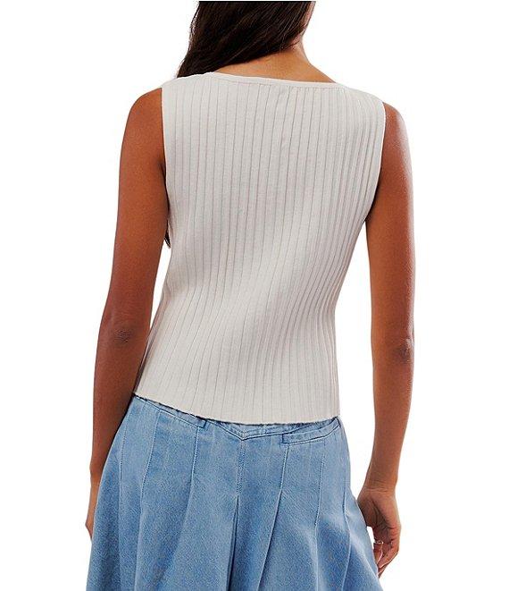Free People Tilly Ribbed Knit Crew Neck Sleeveless Fitted Vest Product Image