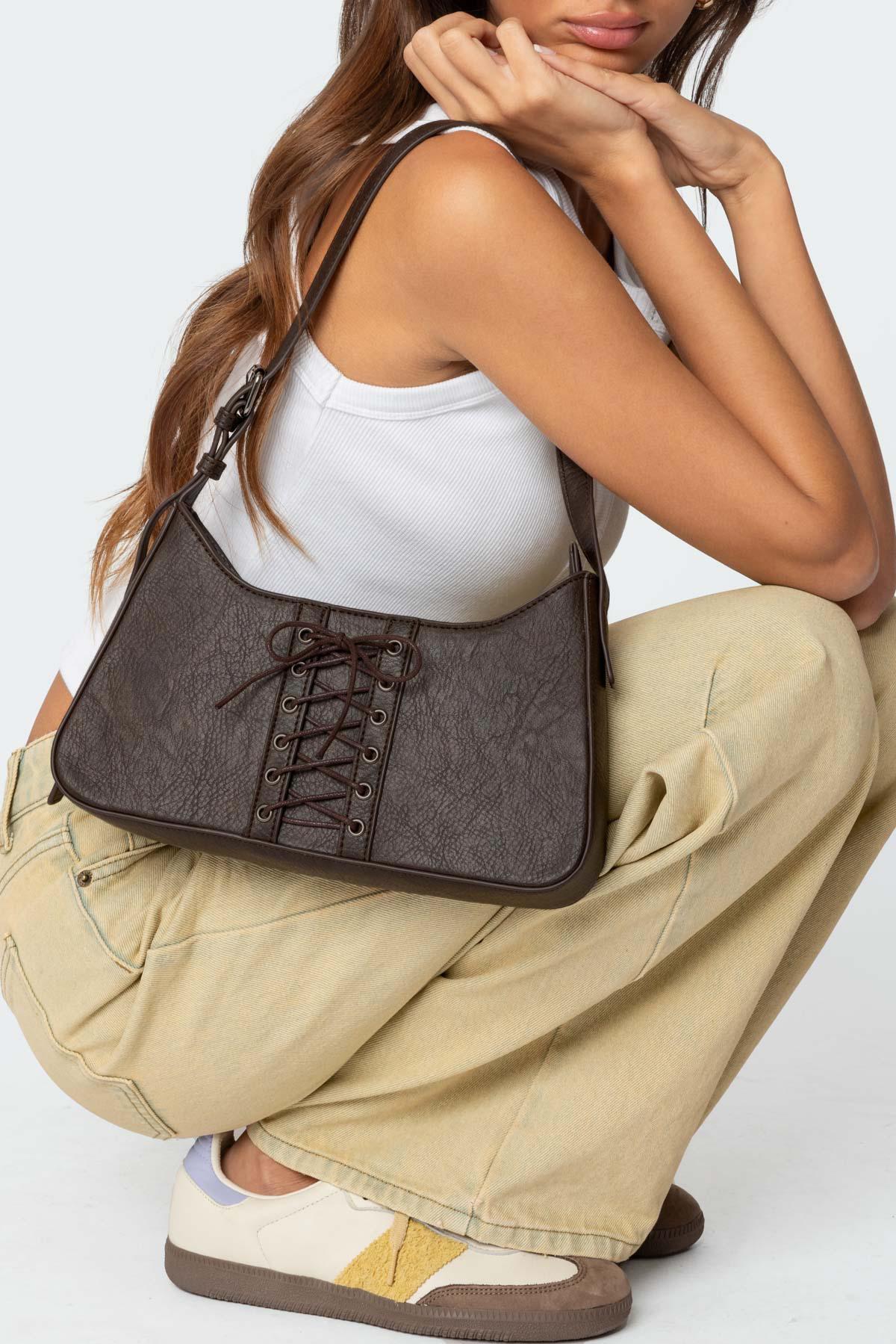 Lace Up Faux Leather Bag Product Image