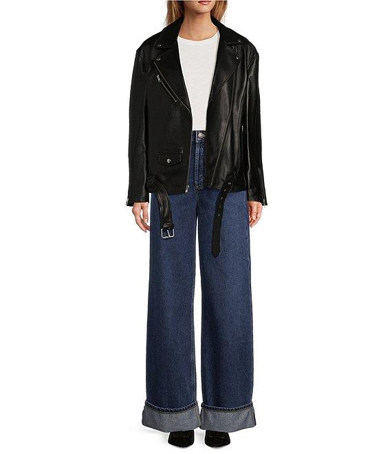 Antonio Melani Stella Genuine Leather Moto Jacket Product Image