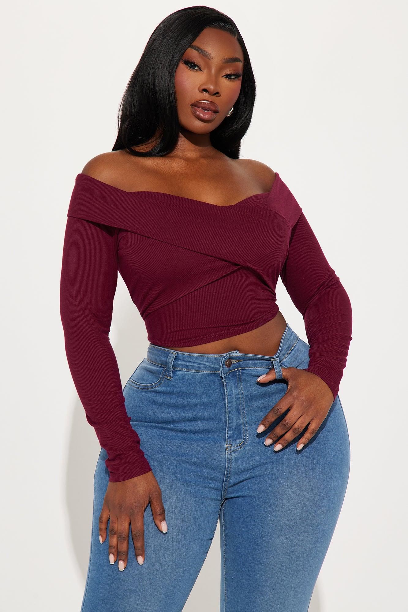 Brittany Off Shoulder Top - Wine Product Image