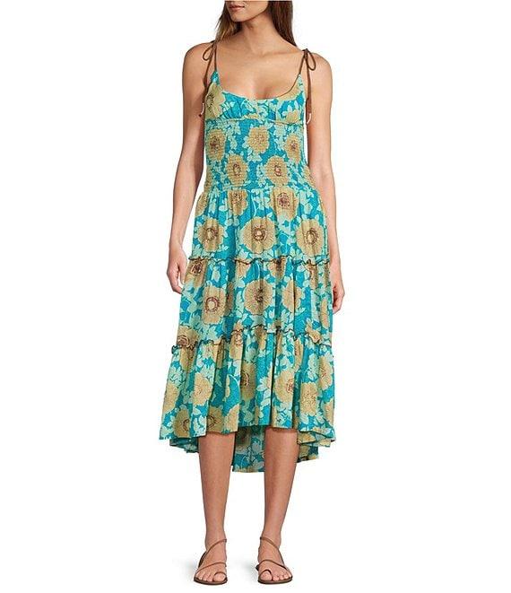Free People Adriel Floral Print V-Neck Sleeveless Tiered Midi Dress Product Image