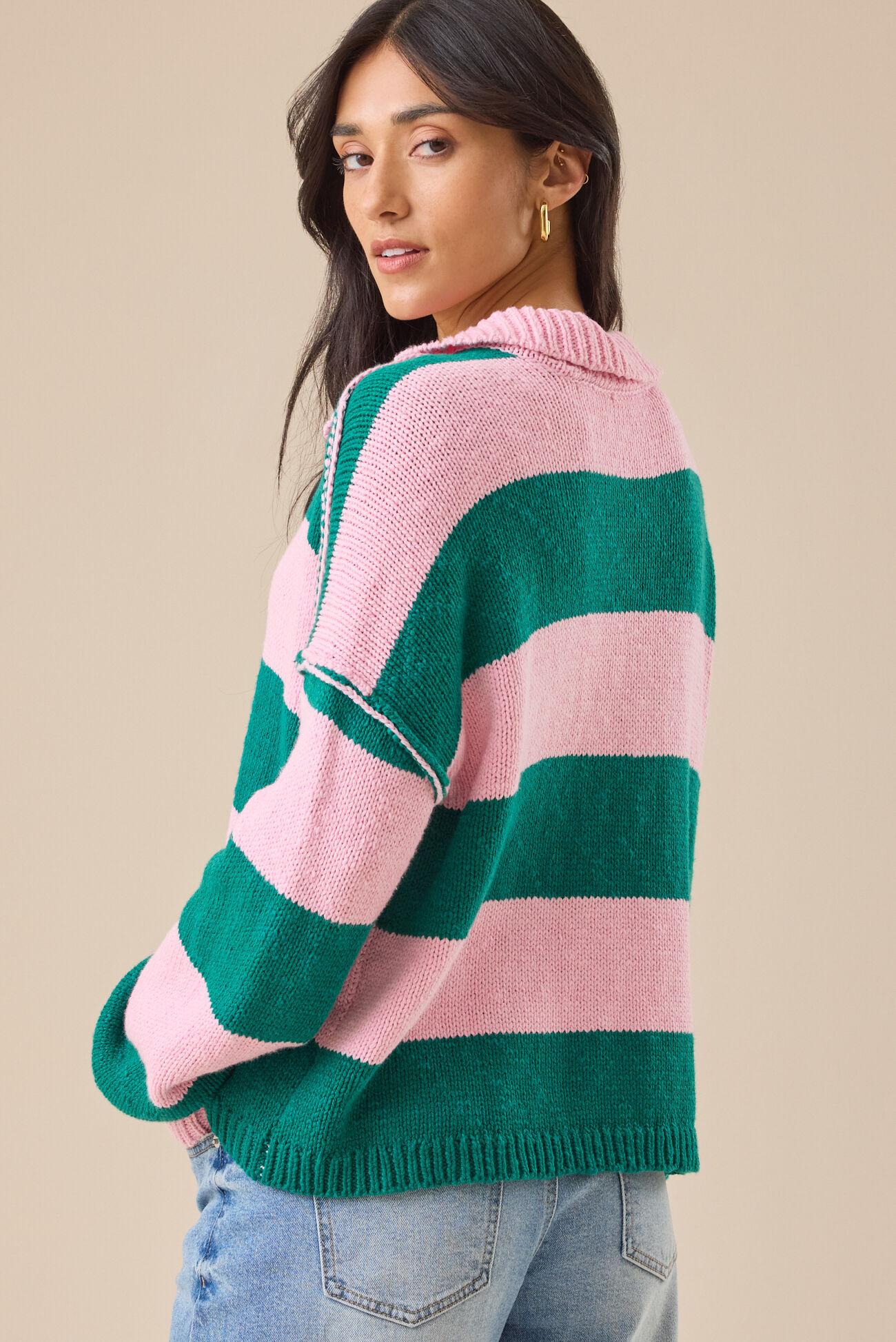 Cleo Striped Polo Sweater Product Image