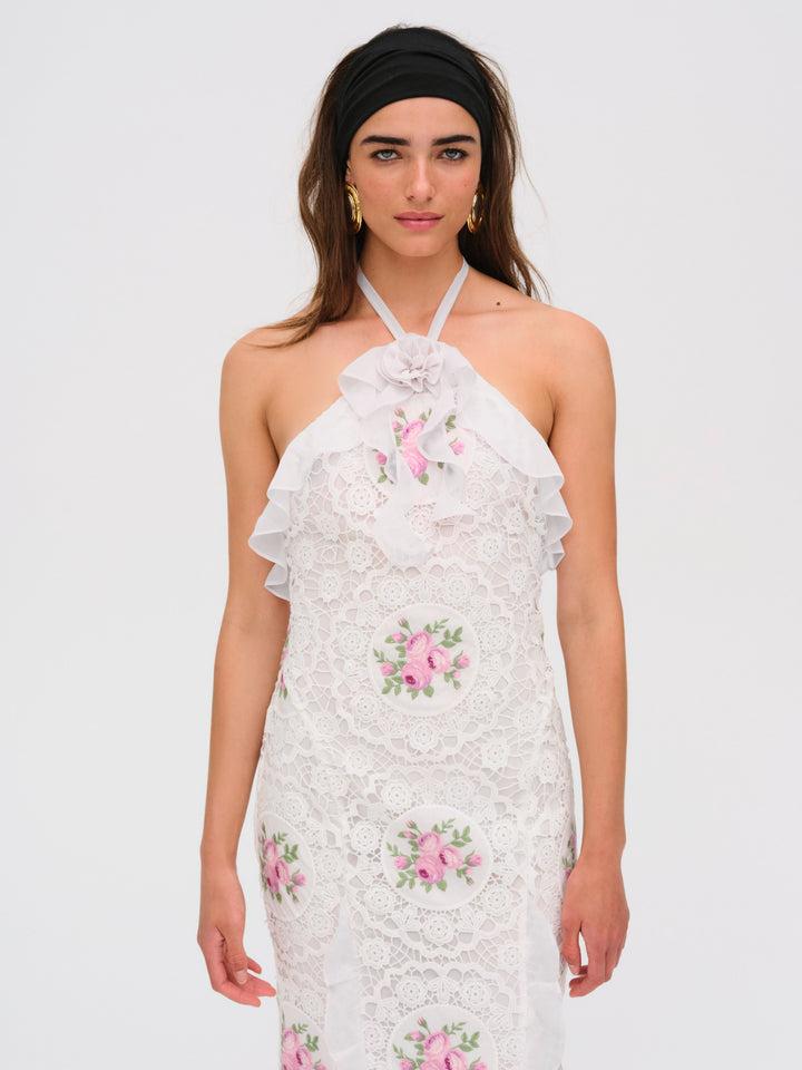 Bordeaux Maxi Dress — White Product Image