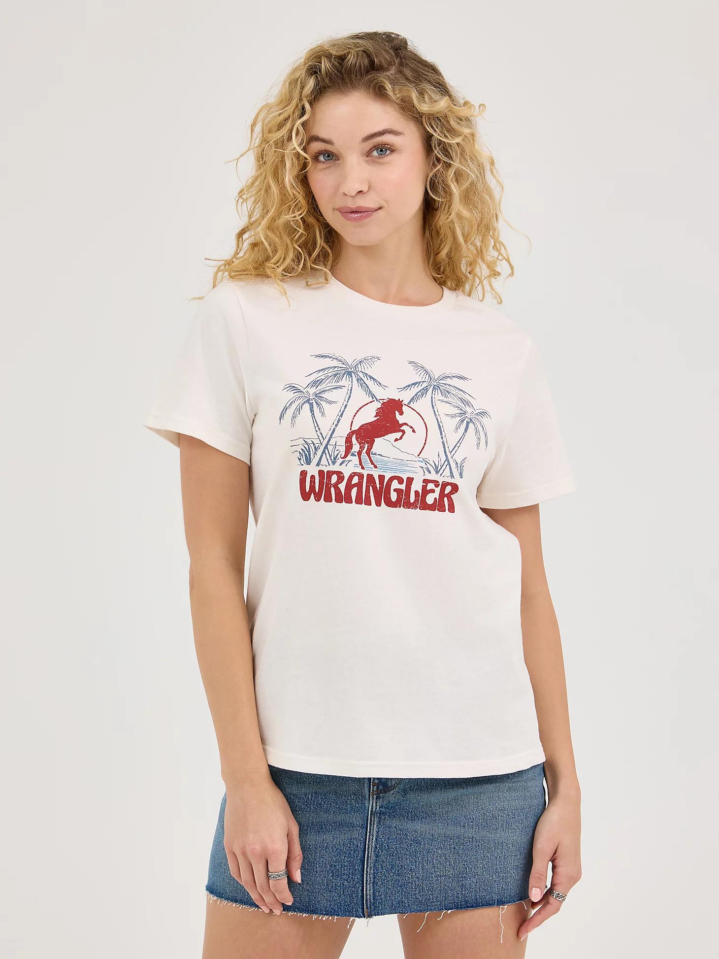 Women's Tropical Horse Graphic Tee in Marshmallow Product Image