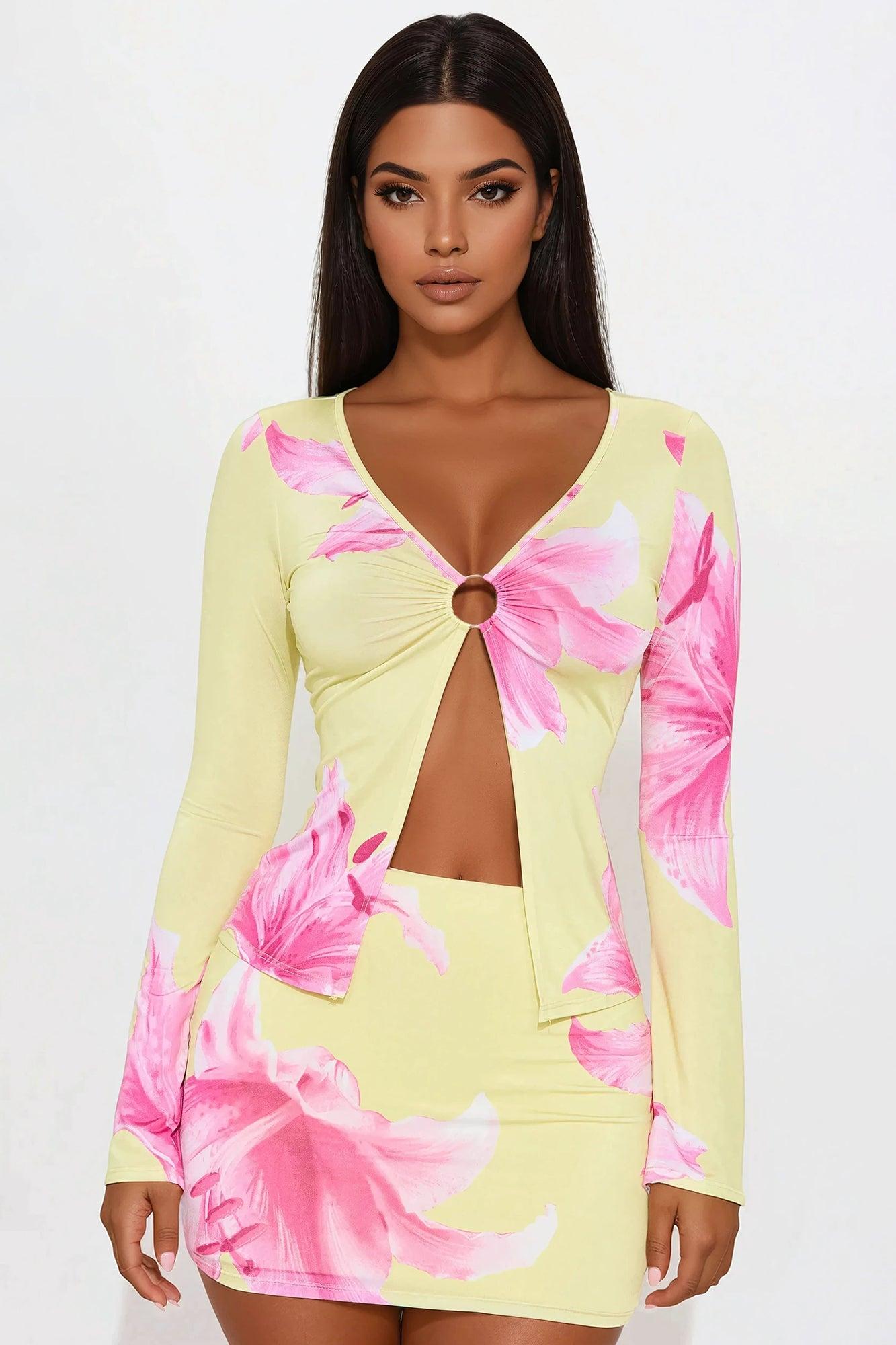 Seaside Chic Skirt Set - Yellow/combo Product Image