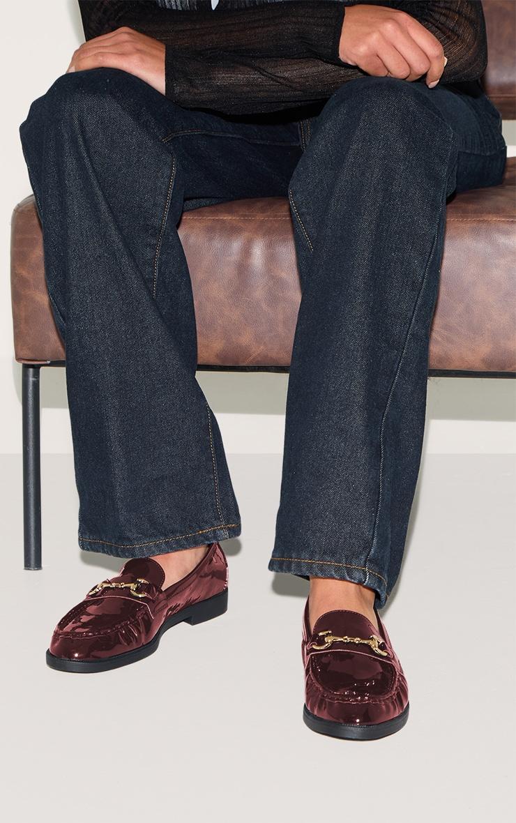 Burgundy Patent Loafer With Gold Buckle Detail Product Image