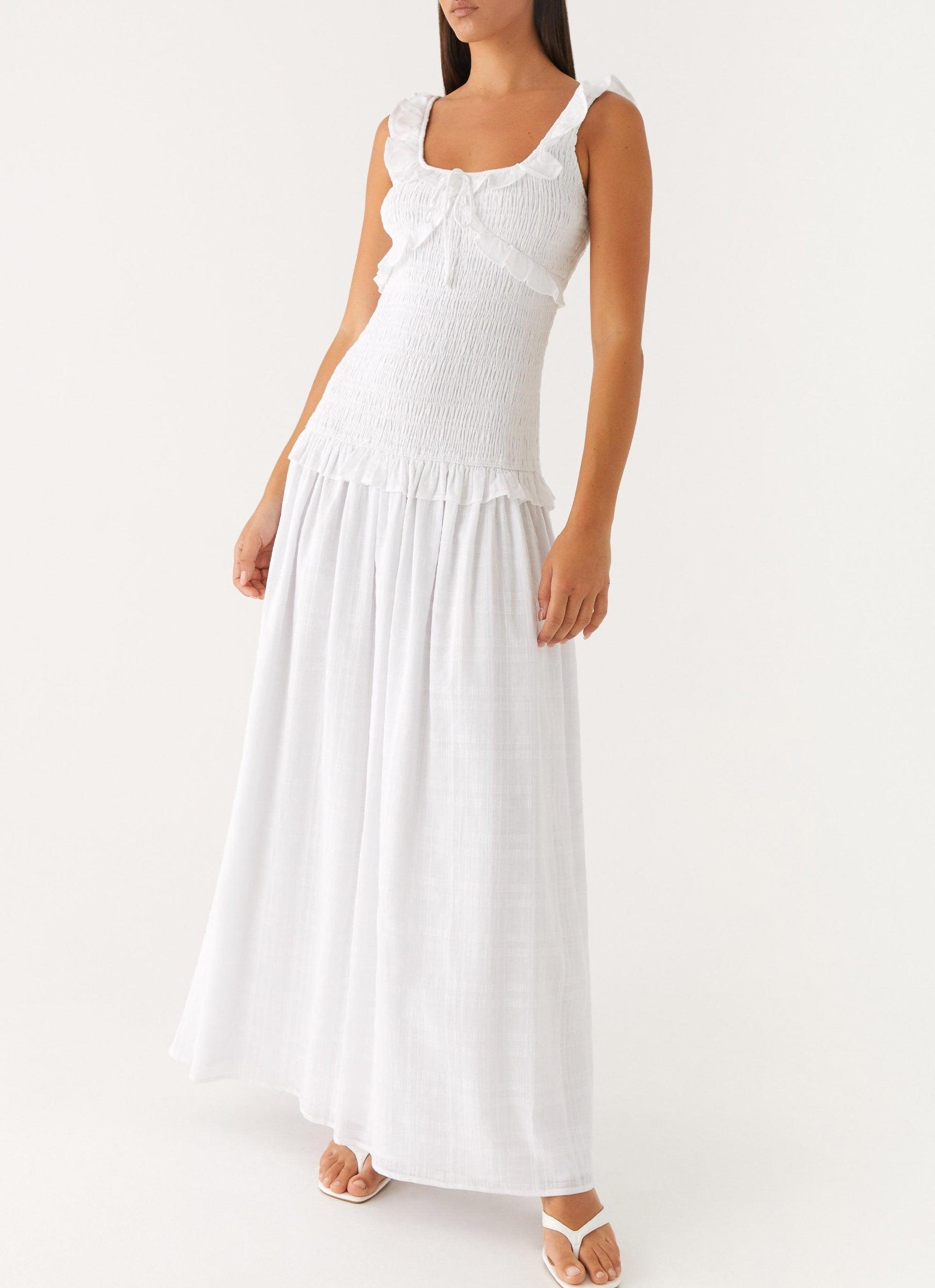 Westlyn Shirred Maxi Dress - White Product Image