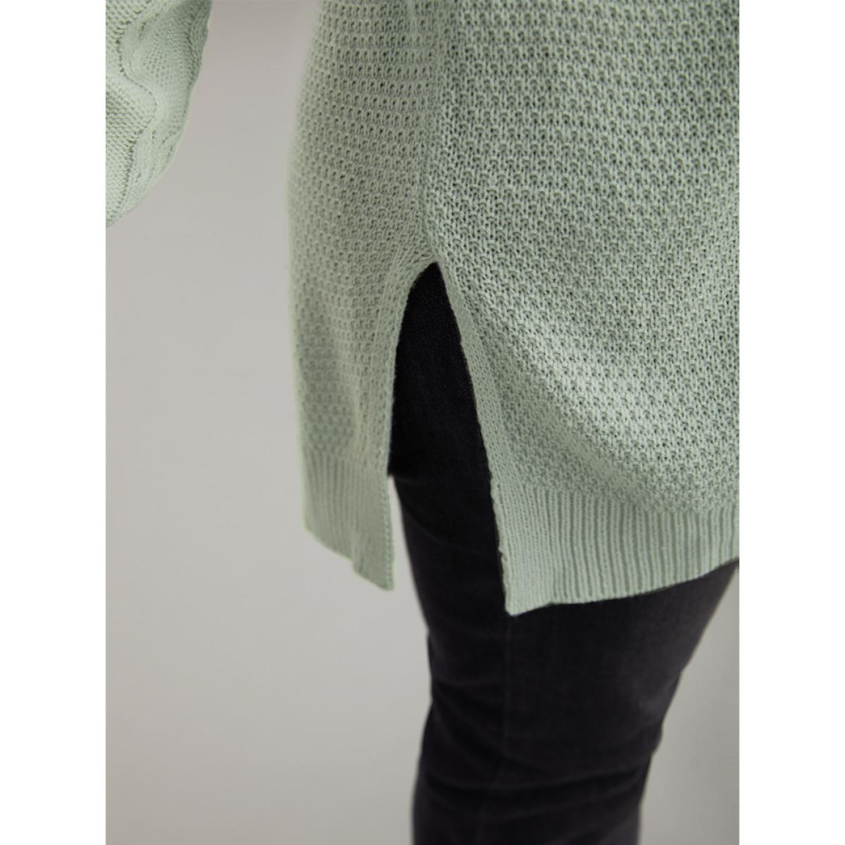 Plus Size Cable Knit Plain Open Front Cardigan DarkGray Women Casual Loose Long Sleeve Dailywear Cardigans BloomChic 28/5X Product Image