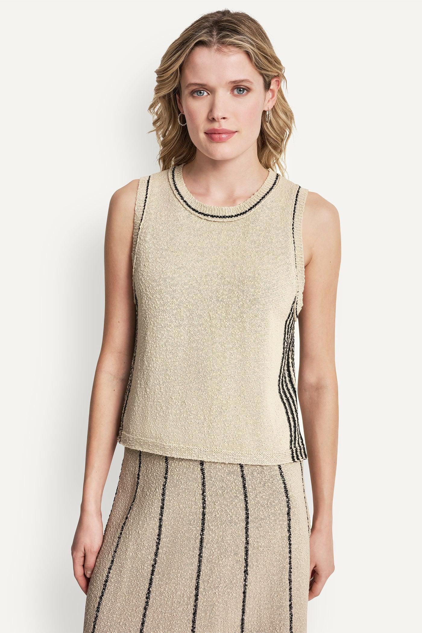 SLEEVELESS SWEATER WITH STRIPED DETAIL Product Image