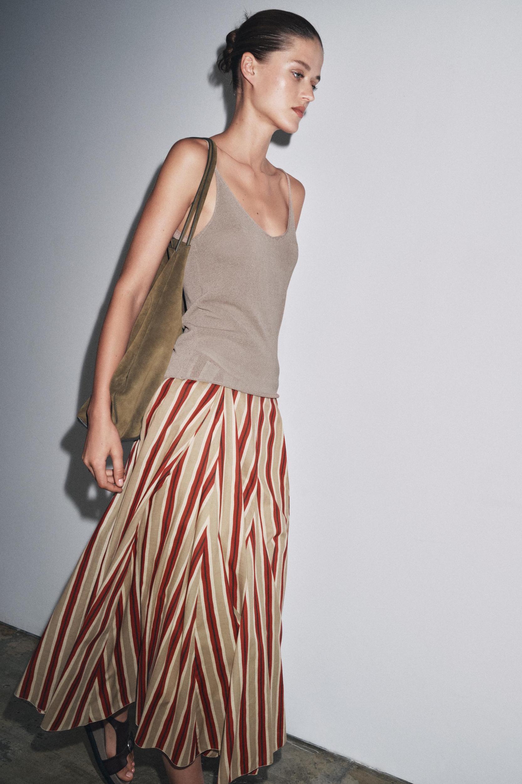 ZW COLLECTION STRIPED MIDI SKIRT Product Image