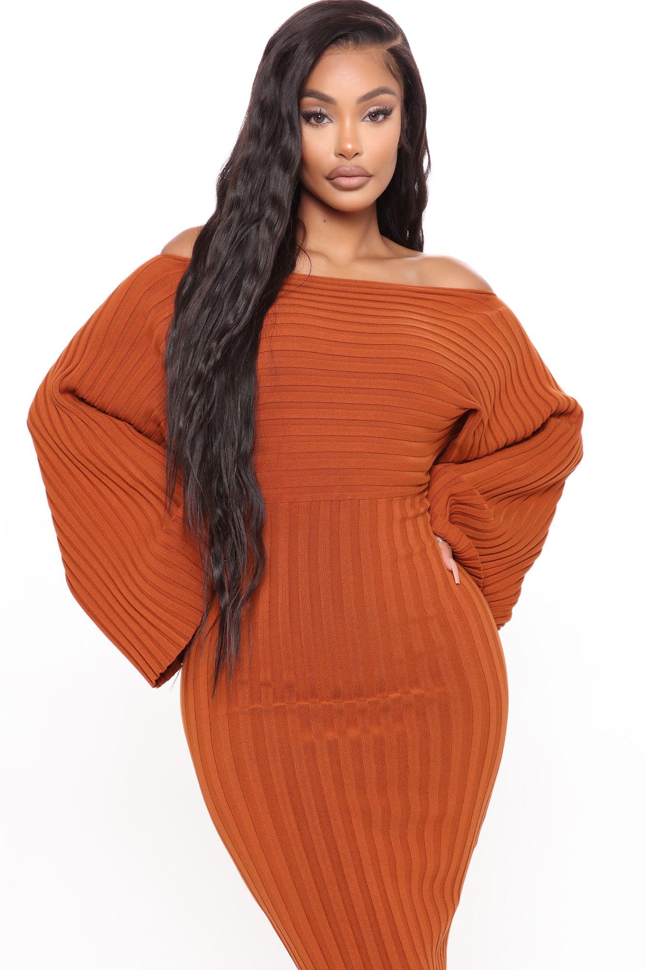 Heather Sweater Midi Dress - Cognac Female Product Image