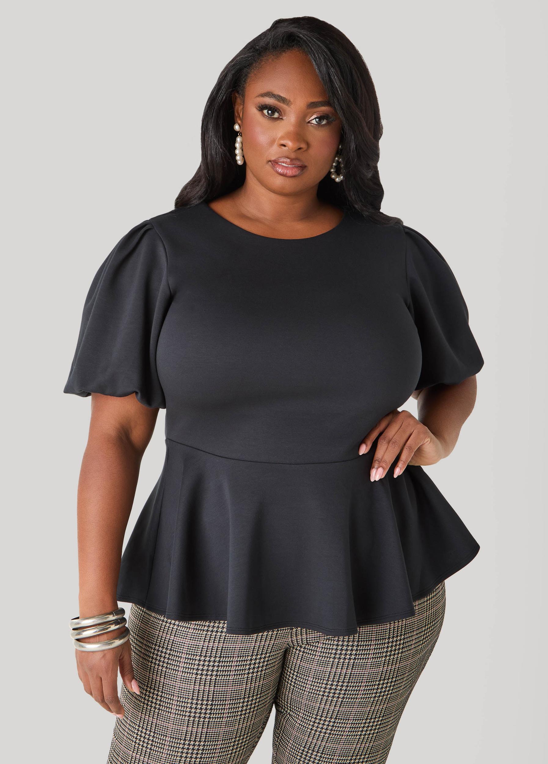 Puff Sleeve Peplum Top Product Image