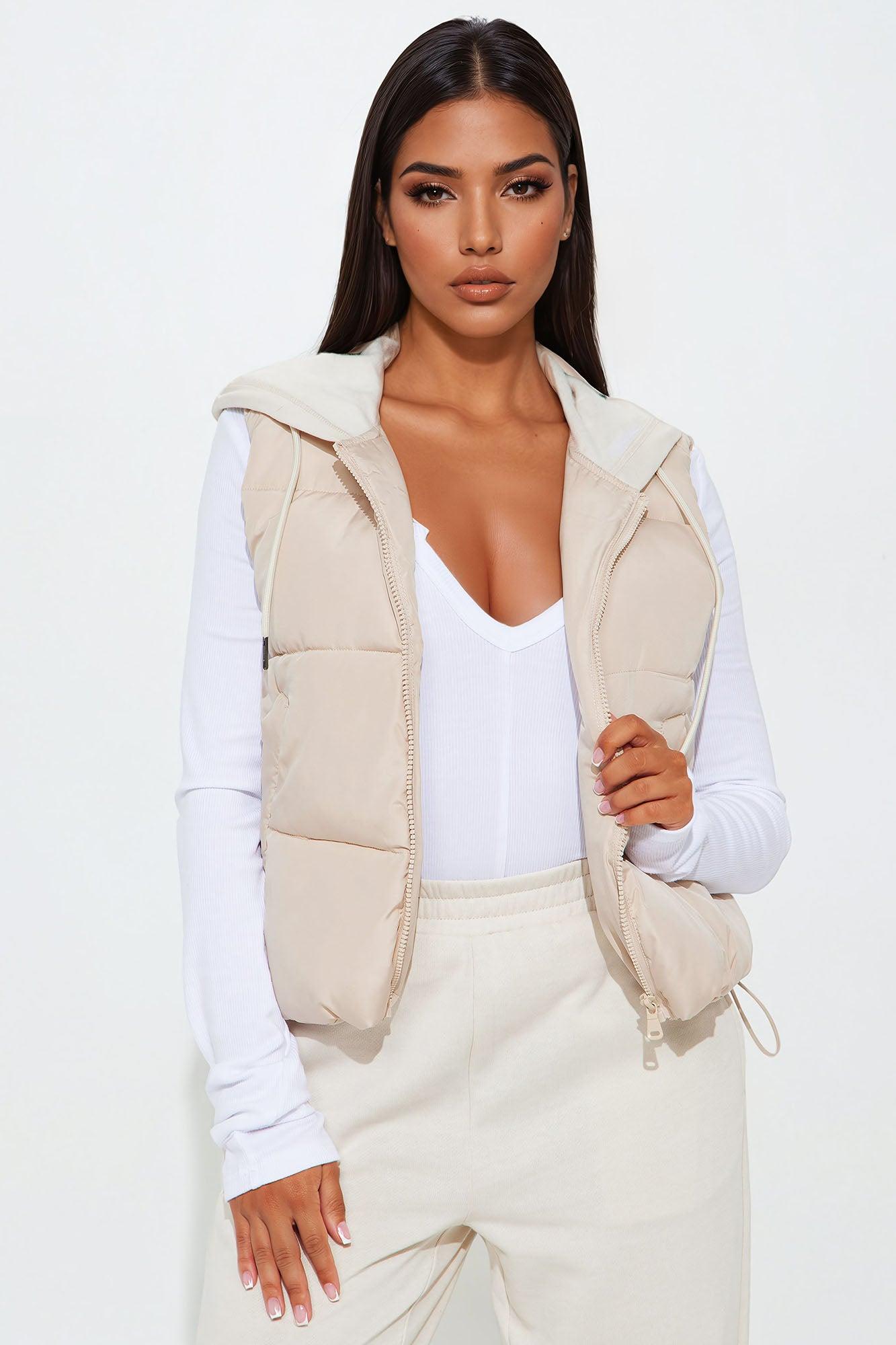 Out And About Puffer Vest Set - Taupe/combo Product Image
