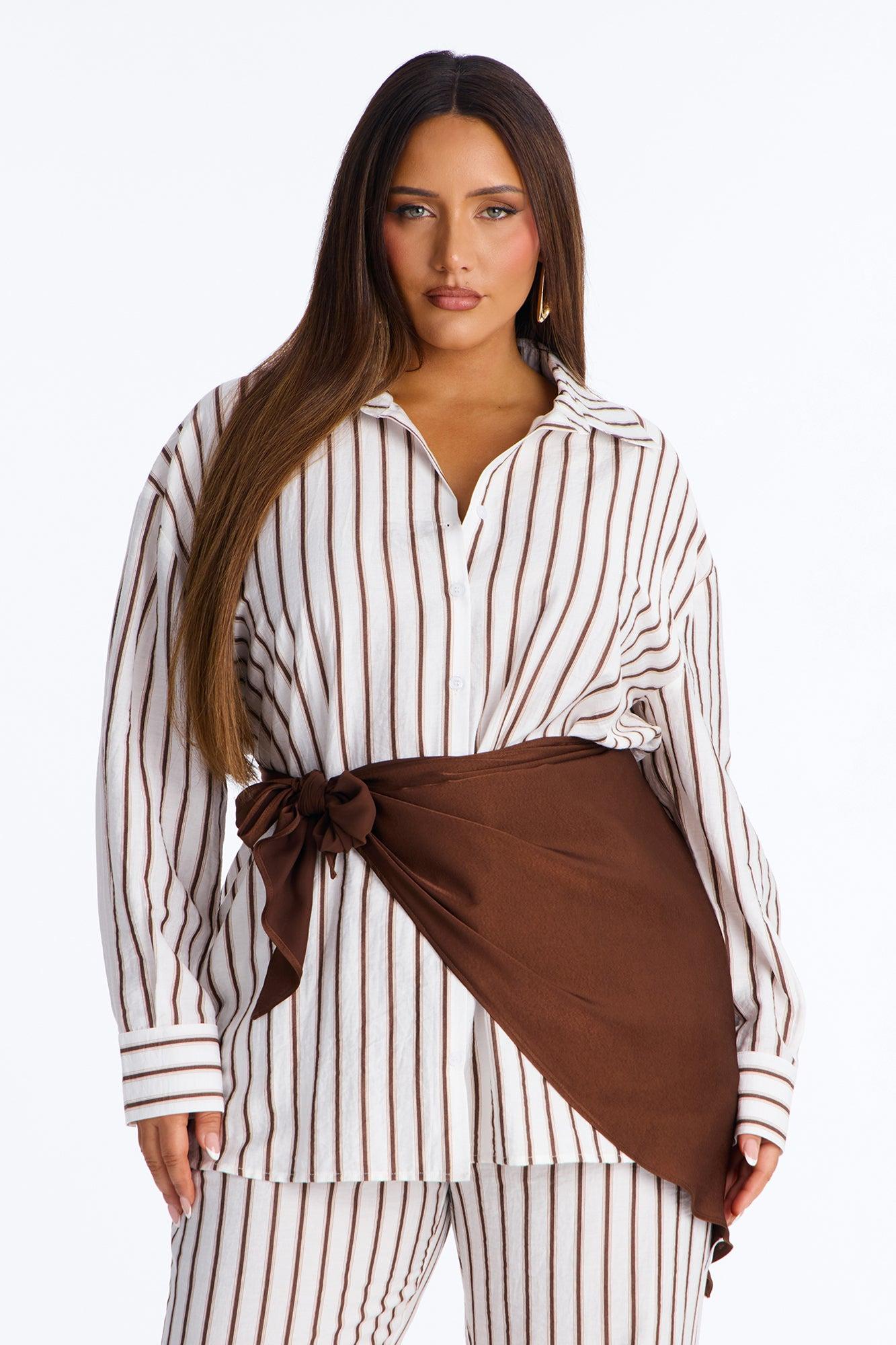 Senna Linen 3 Piece Scarf Pant Set - White/combo Female Product Image