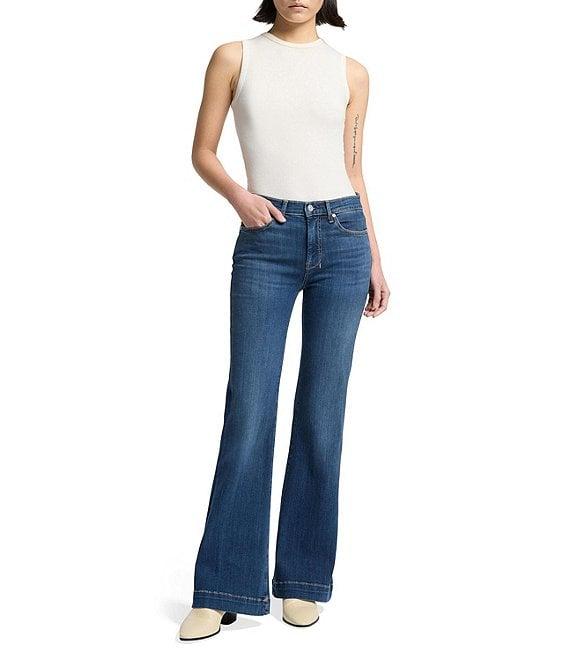 7 For All Mankind Dojo Tailorless Mid Rise Flared Leg Denim Jeans Product Image