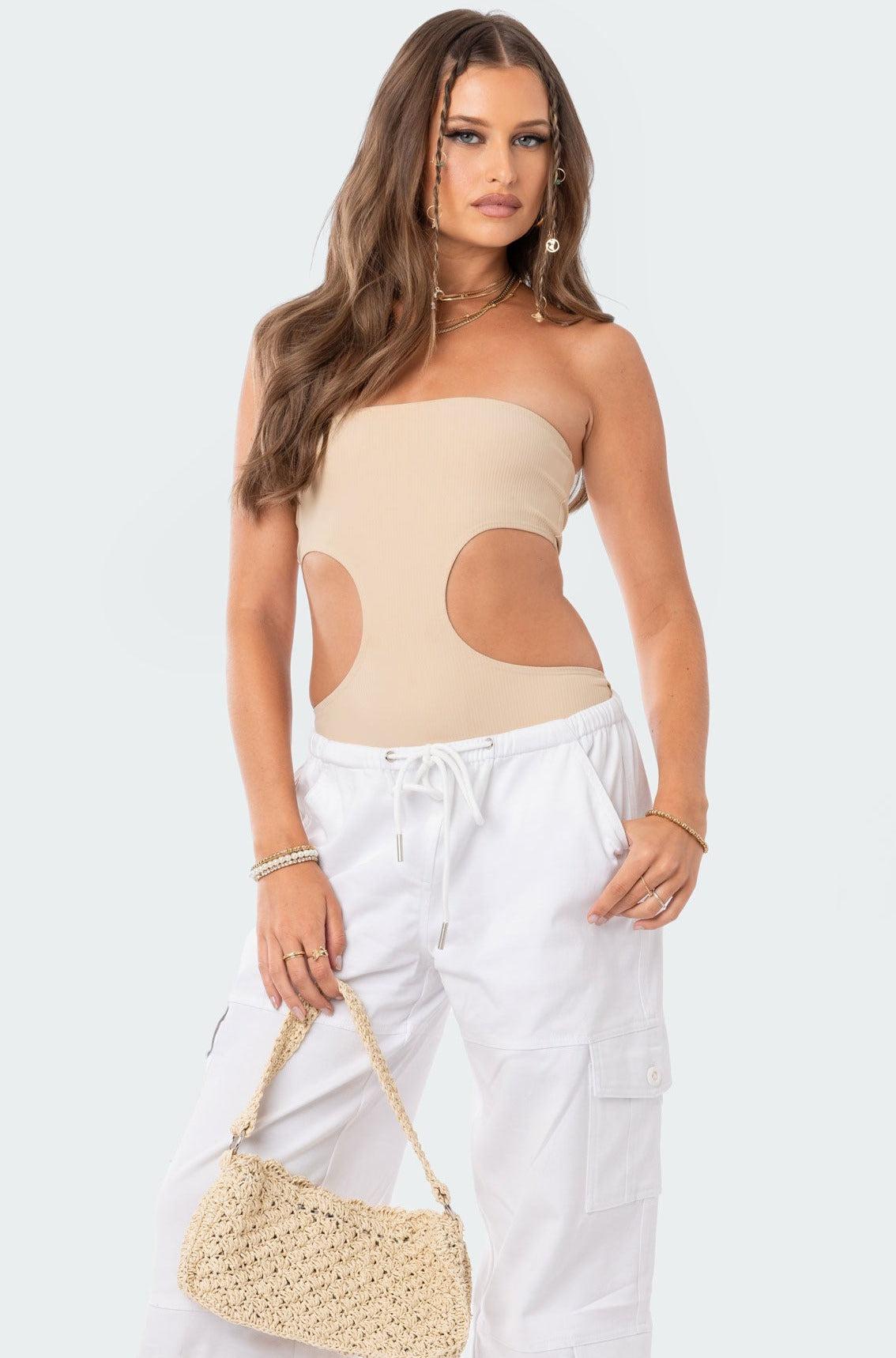 Vivie Ribbed Cut-Out Bodysuit Product Image