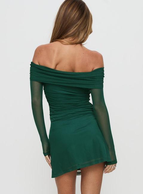 Olympique Long Sleeve Mini Dress Teal Product Image