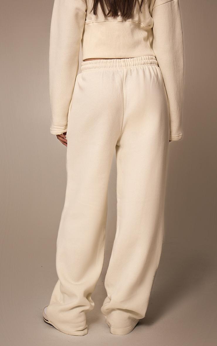 Cream Seam Detail Wide Leg Sweatpants Product Image