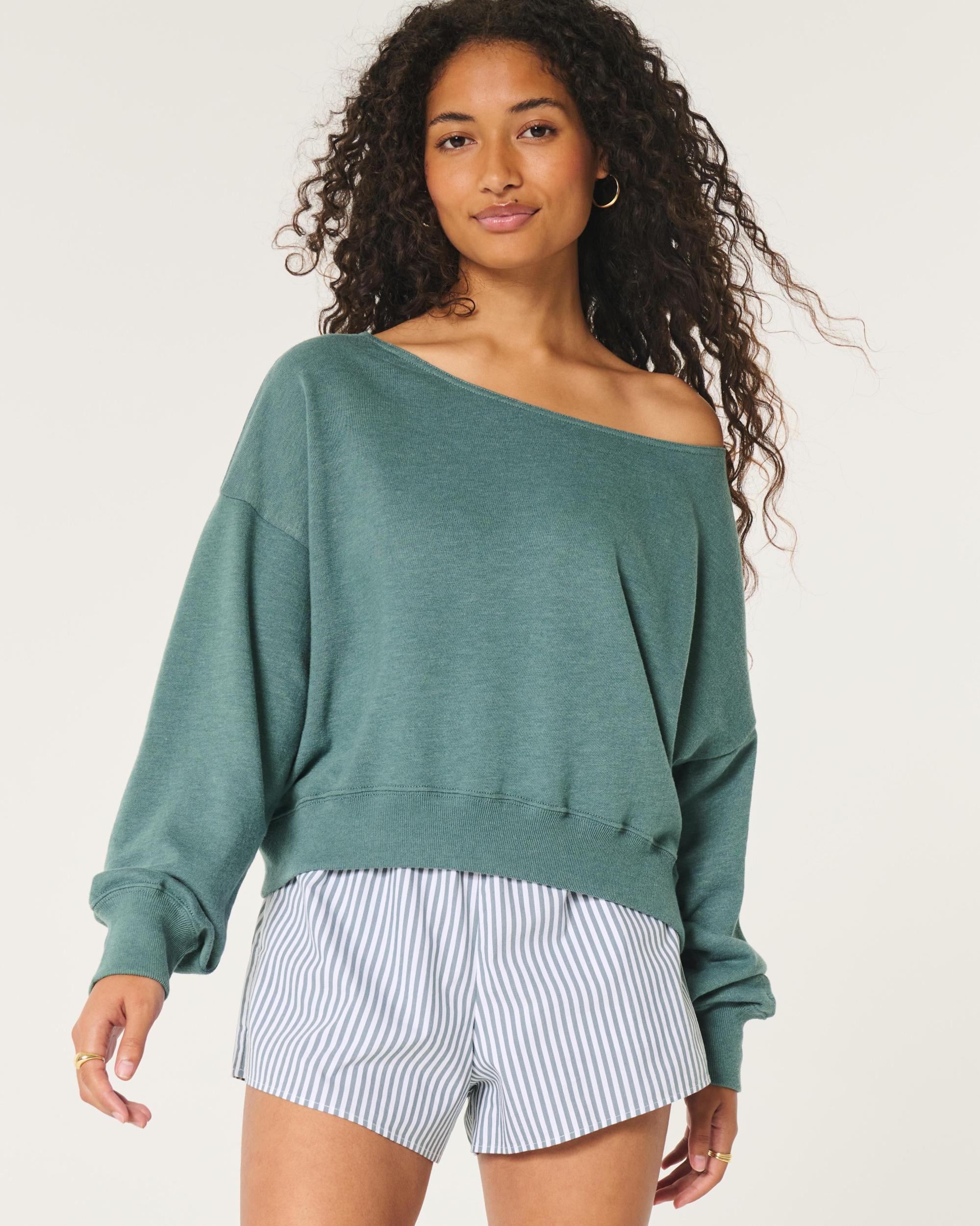 Easy Off-the-Shoulder Terry Sweatshirt Product Image