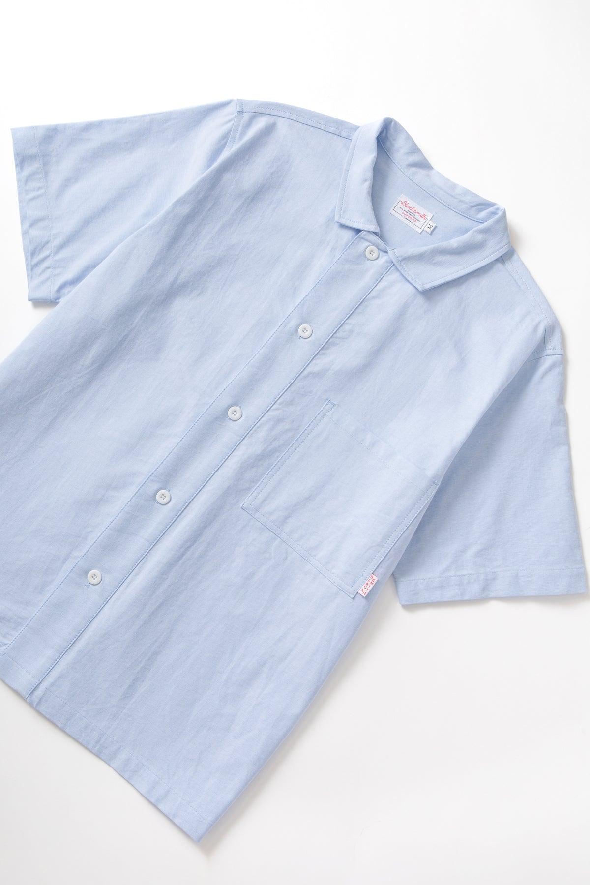 Blacksmith - 'Boxford' Short Sleeve Utility Shirt - Blue Product Image