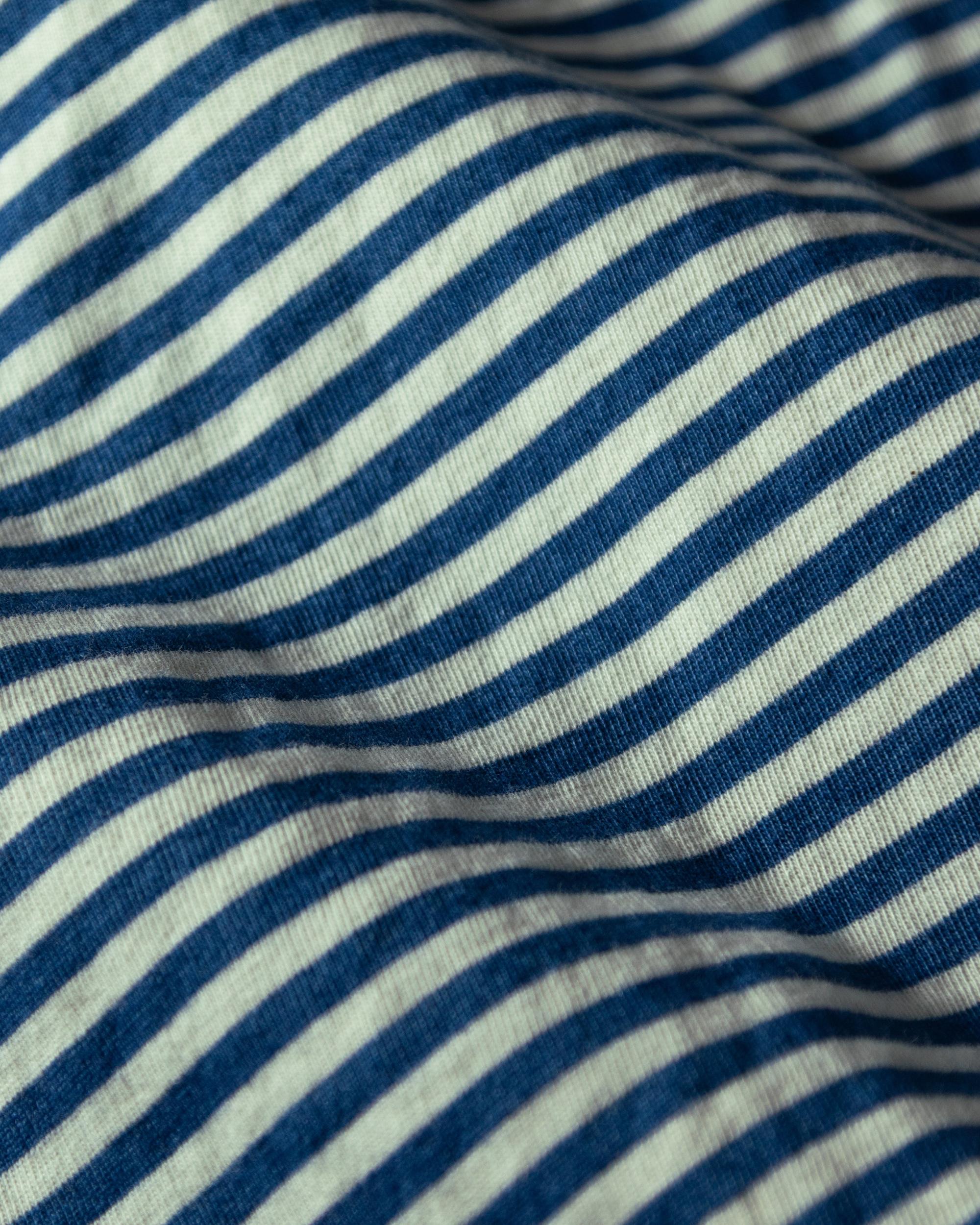 Long Sleeve Indigo Polo in Blue/White Stripe Product Image