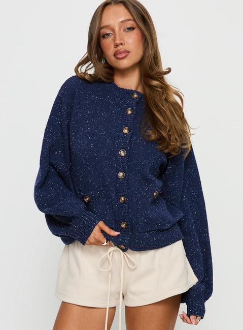 Dorah Boxy Cardigan Navy Blue Product Image