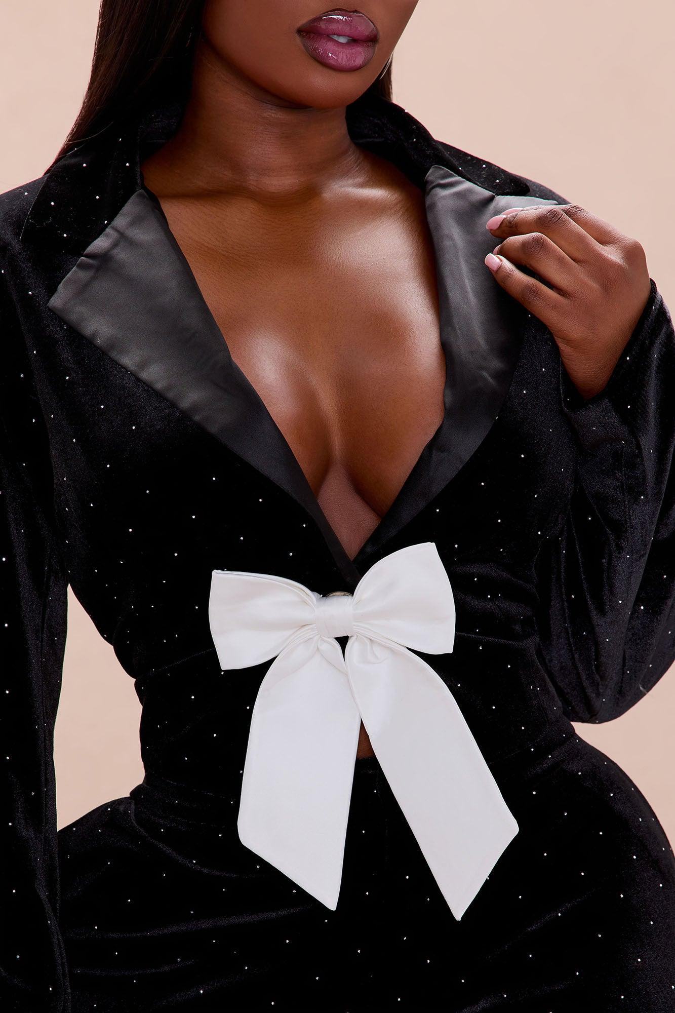 Just Like Magic Velvet Blazer Pant Set - Black Female Product Image