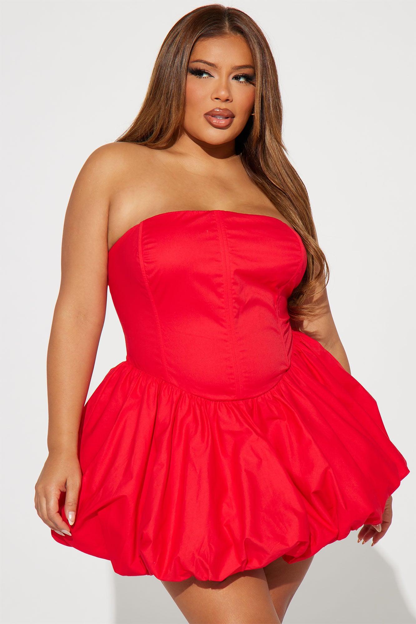 A Night in Paris Bubble Mini Dress - Red Product Image