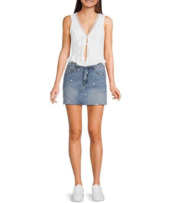 Honey & Sparkle Lace Trim Tie Front Vest Product Image