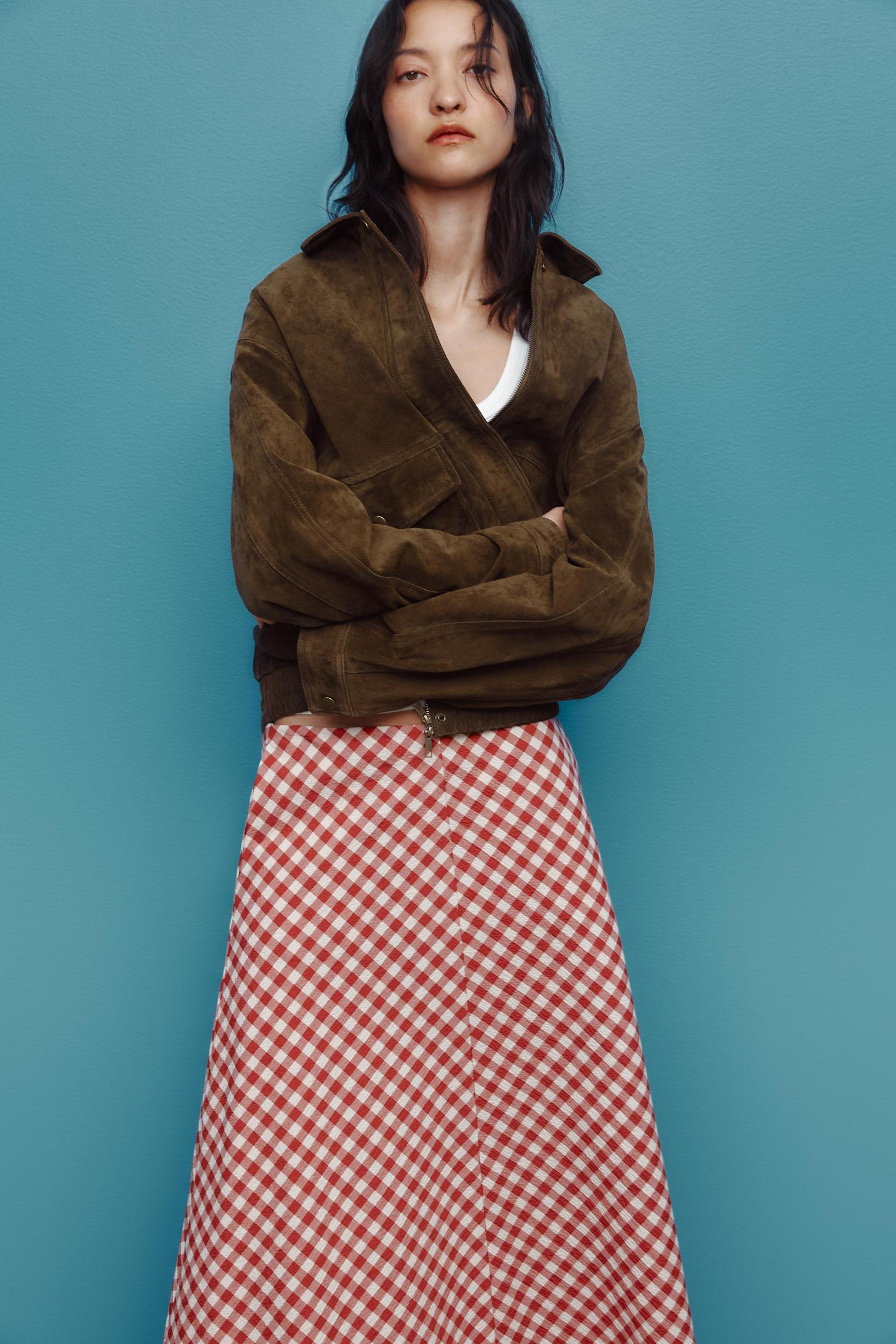 GINGHAM MIDI SKIRT Product Image