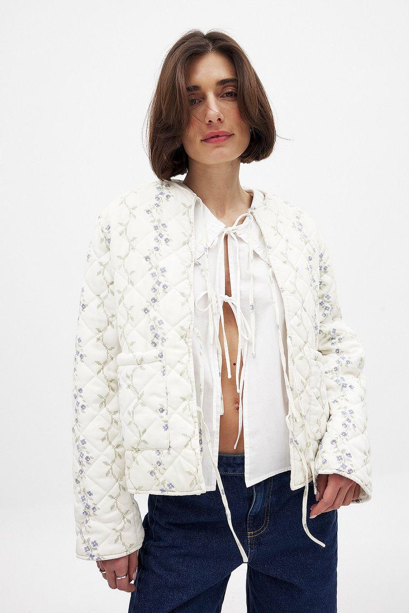 Tie Detail Quilted Jacket Product Image