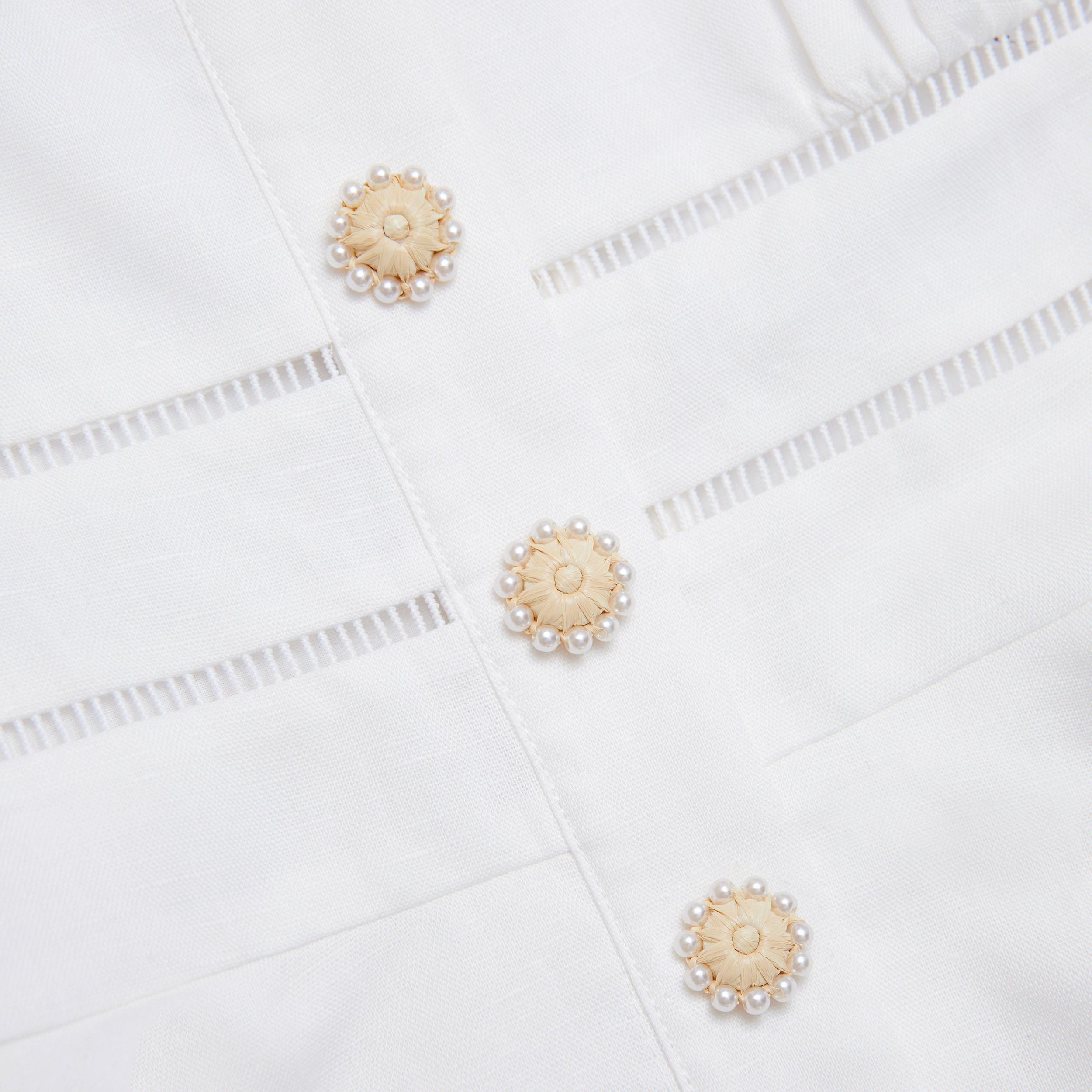 White Linen Peplum Top Product Image