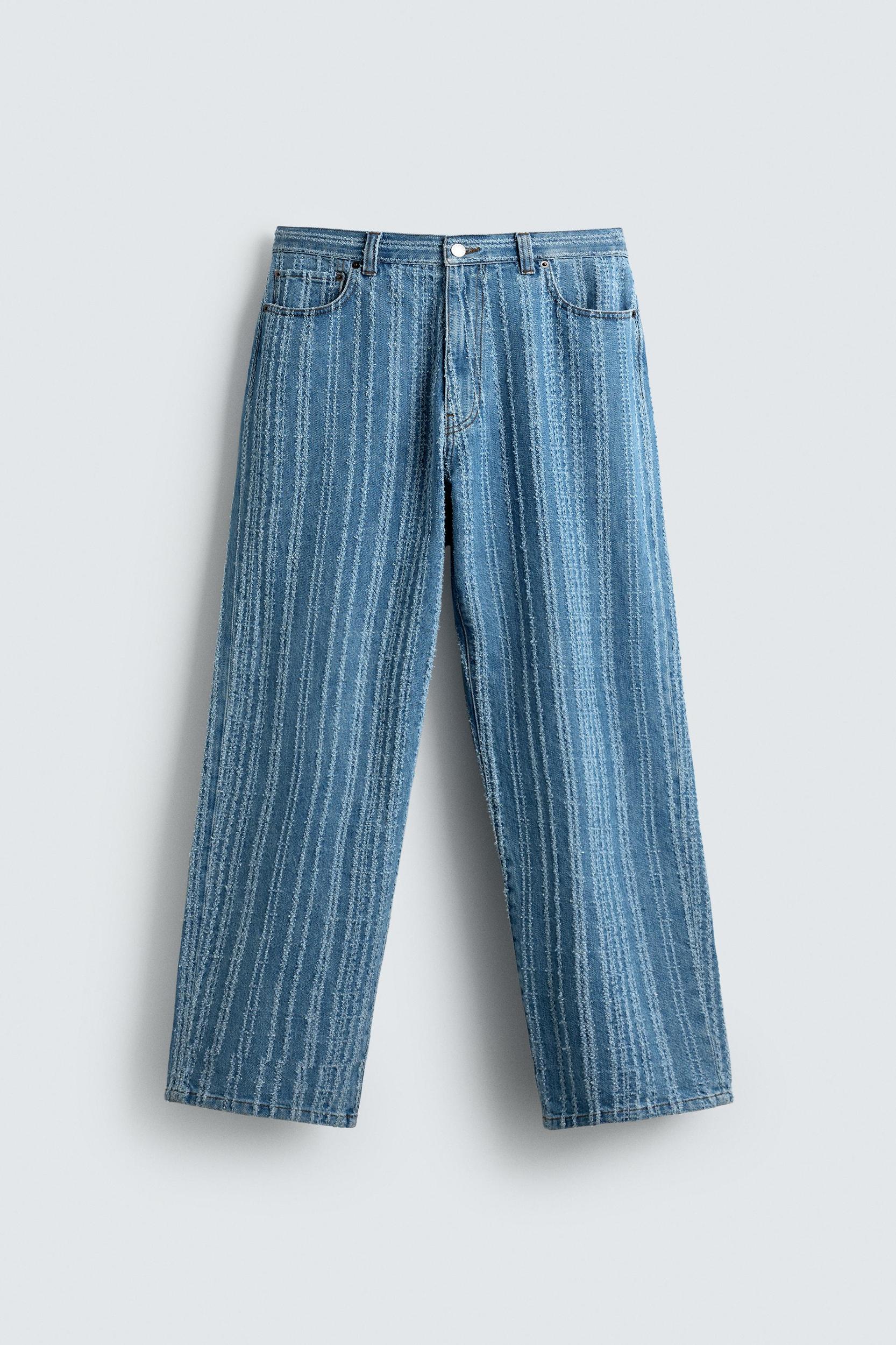TEXTURED STRIPED JEANS Product Image