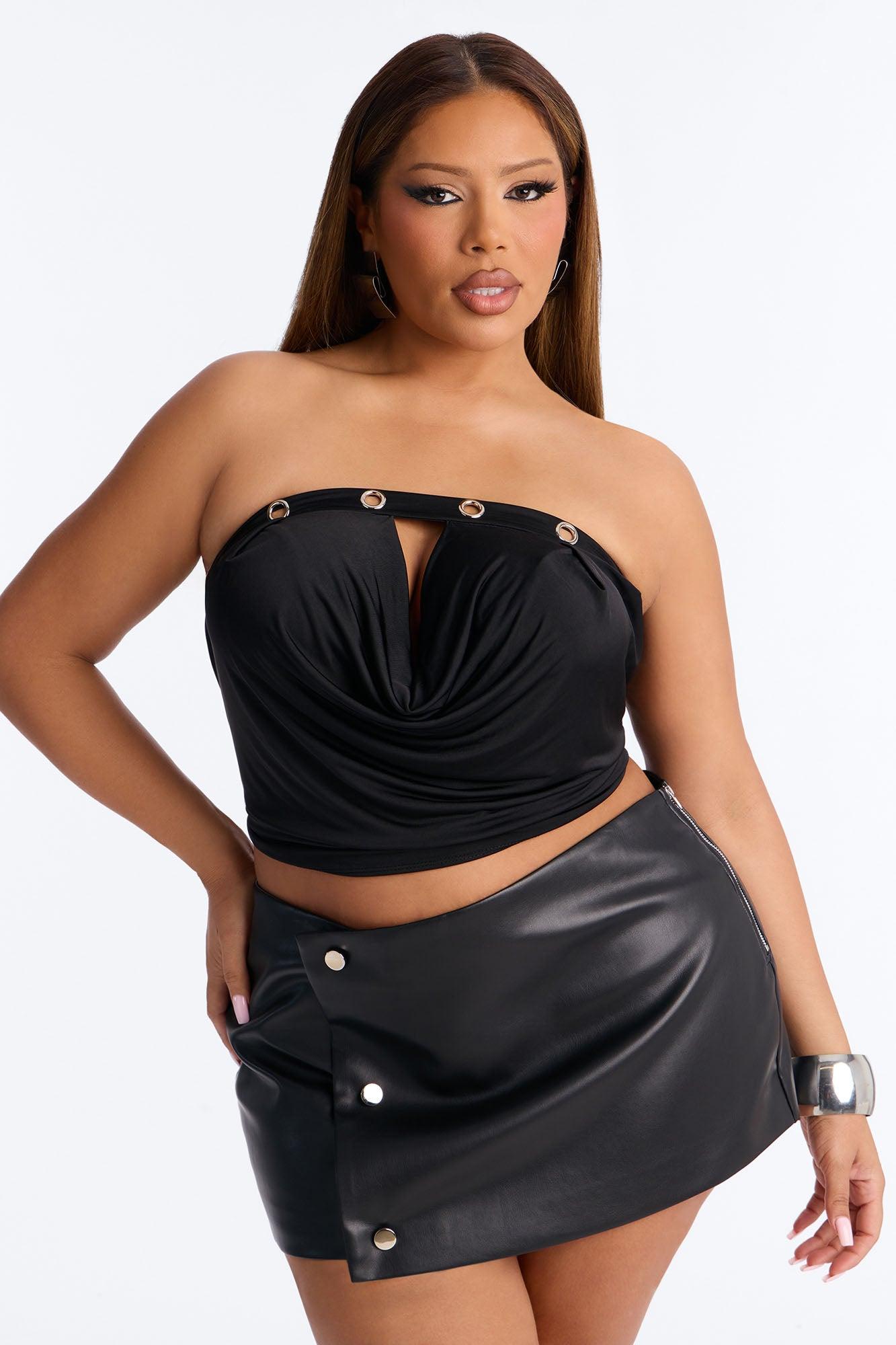 Sabina Grommet Cowl Tube Top - Black Female Product Image