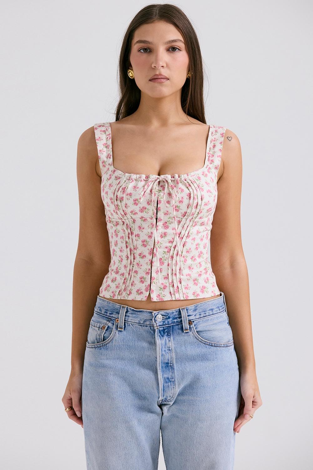 Chicca  white rosebud print top Product Image