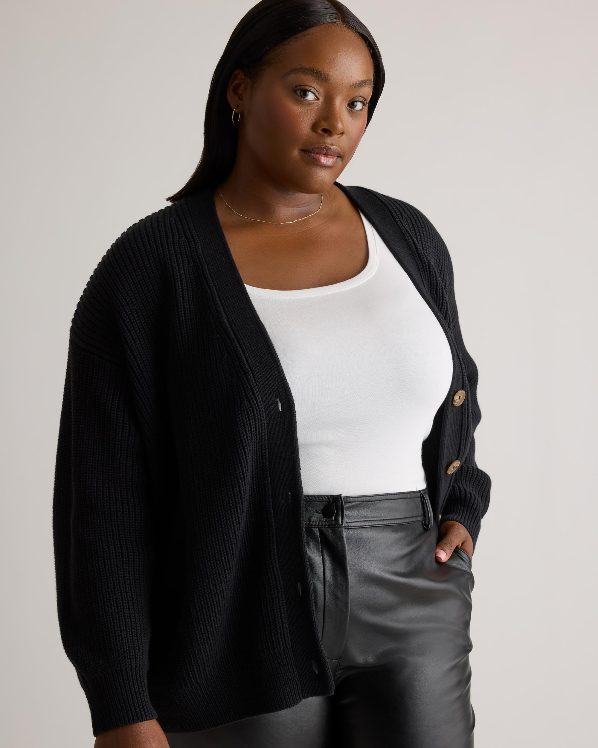 Quince | Women's OverSized Boyfriend Cardigan Sweater Organic Cotton Product Image