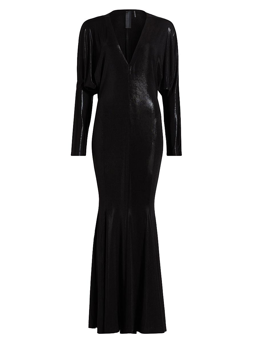 Womens Dolman-Sleeve V-Neck Fishtail Gown Product Image