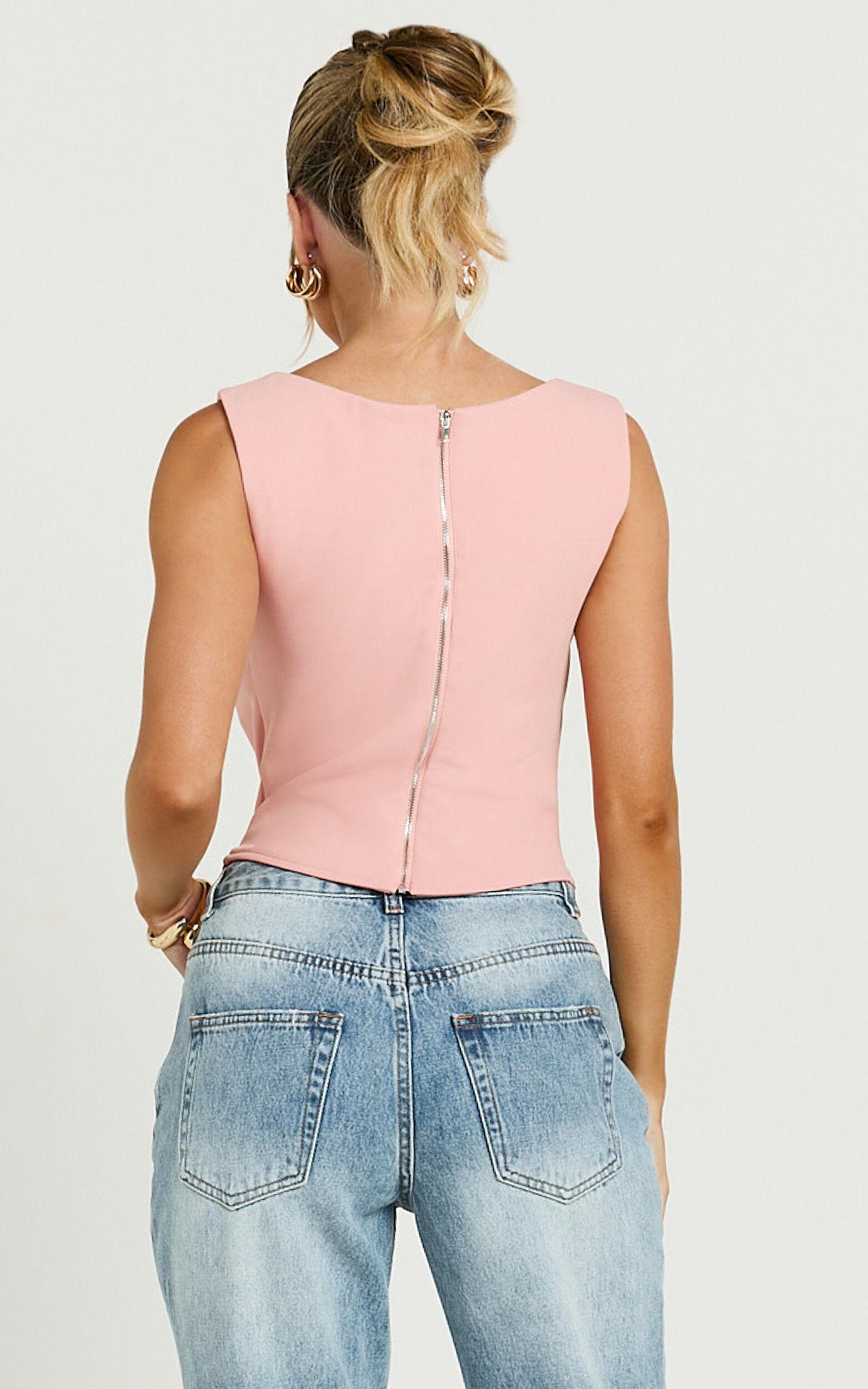 Donna Top - Cowl Neck Corset Top in Pale Pink Product Image
