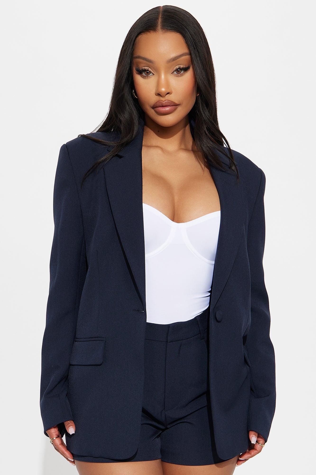 Cara Oversized Boxy Blazer - Navy Female Product Image