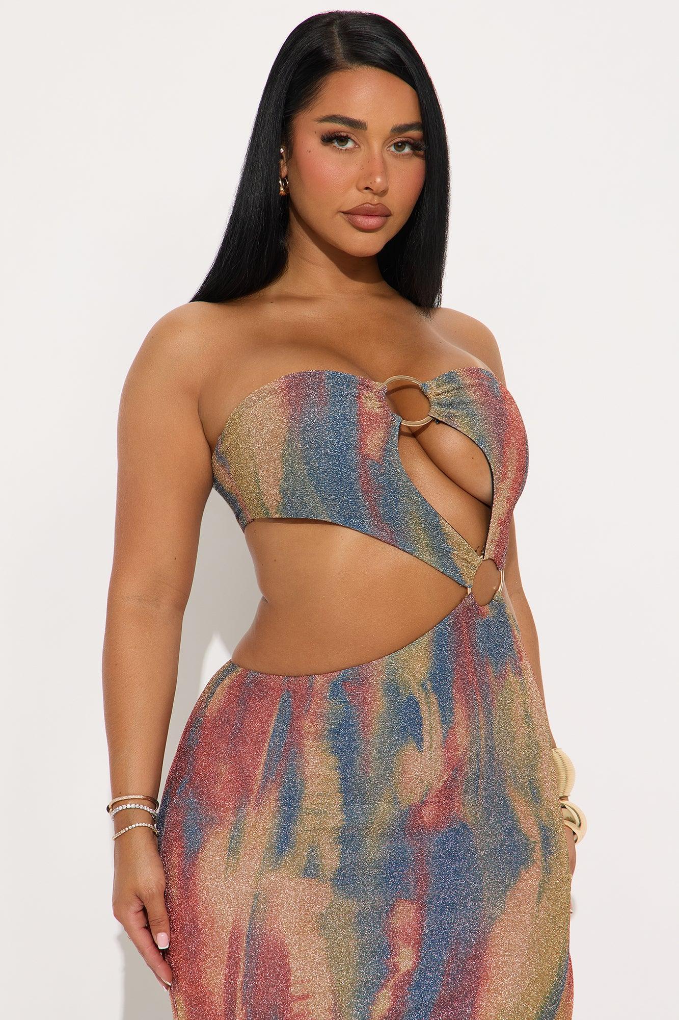 Tan Sands Metallic Maxi Dress - Rust/combo Product Image