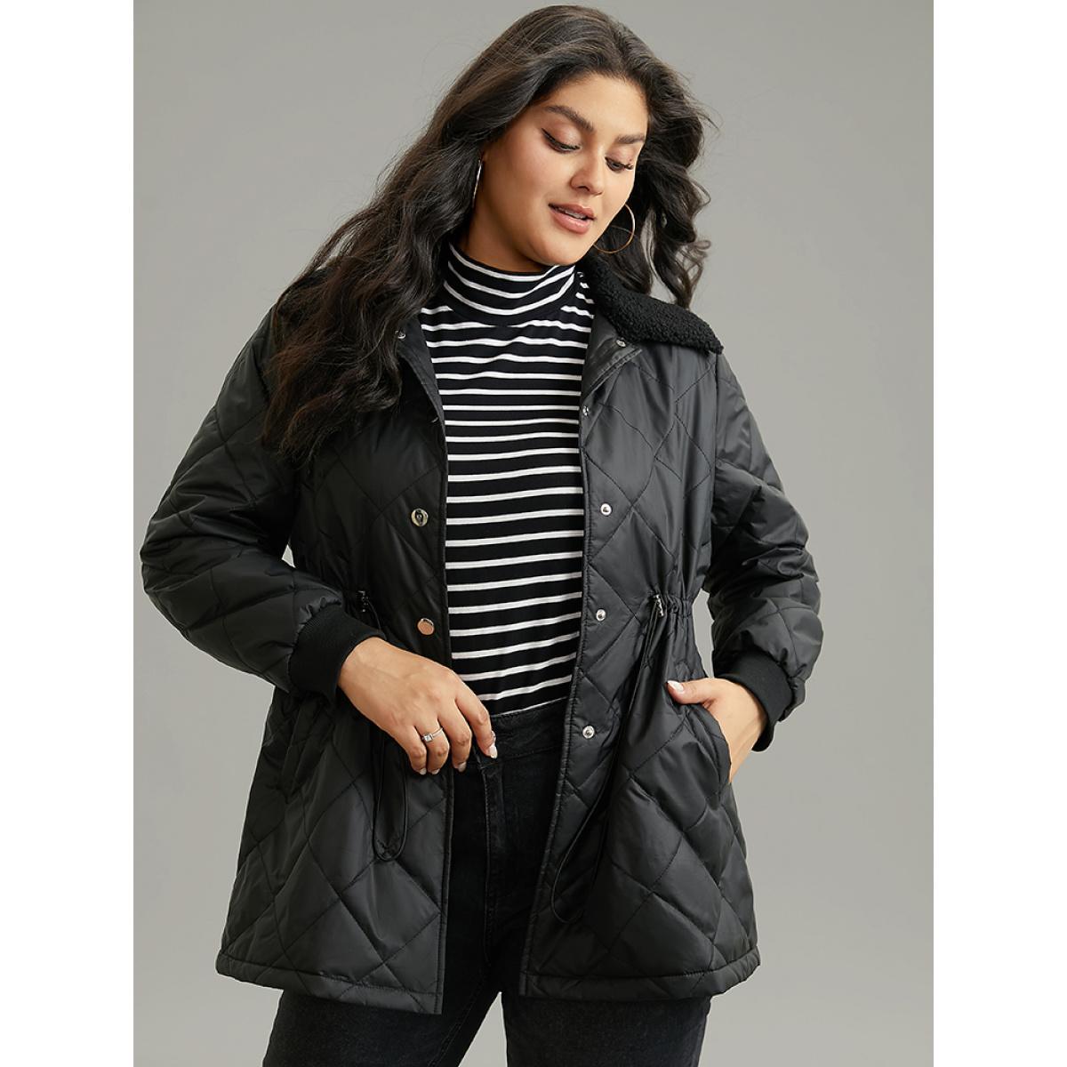 Plus Size Women Dailywear Plain Plain No stretch 30/6X Pocket Casual Cotton Jackets BloomChic Product Image