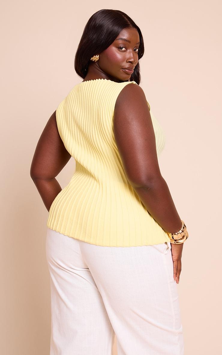 Plus Lemon Rib Knit Boat Neck Peplum Top Product Image