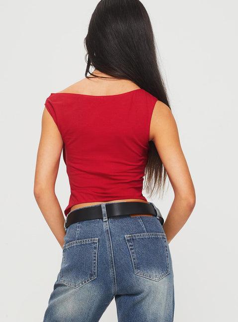 Karre Off The Shoulder Top Red Product Image